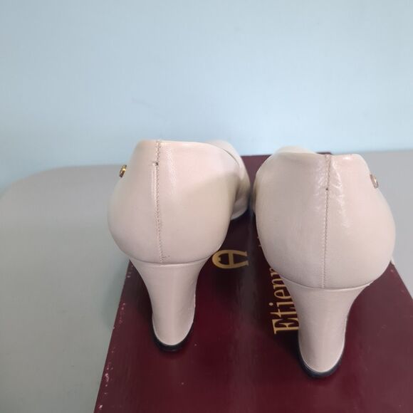 Etienne Aigner Women's Taylor Leather Pump Heel Shoes 5.5 M bone heels vintage - Picture 3 of 5